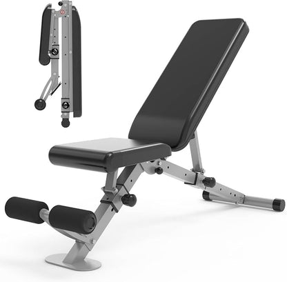 leikefitness Adjustable Weight Bench Foldable Workout Exercise Bench with Automatic Lock for