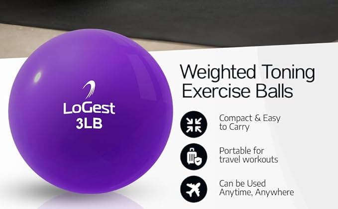 Logest Weighted Toning Exercise Balls Pair - Round Shape Medicine Ball - 1LB 2LB 3LB 4LB 5LB 6LB