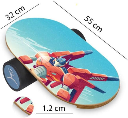 Kids Balance Board with Roller ??Wooden Trainer for Children ??Fun Indoor Core Strength Game
