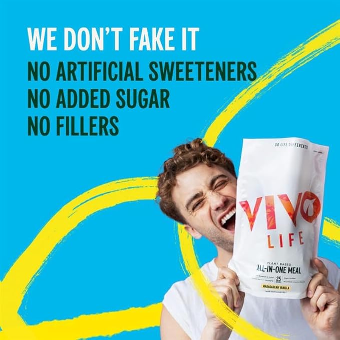 Vivo Life - Whole, Vegan Meal Replacement Shake with Proteins, Vitamins & Minerals, Gut Friendly