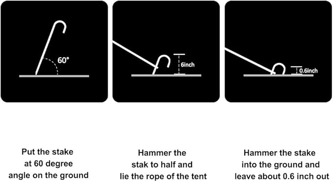Eurmax USA Trampolines Stakes Heavy Duty Ground Stakes Canopy Parts Wind Stake with Rope 12 Inch