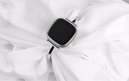 Silm Band Compatible with Fitbit Versa 4/Fitbit Sense 2 Band Cute Women, Bling Jewelry Metal Strap