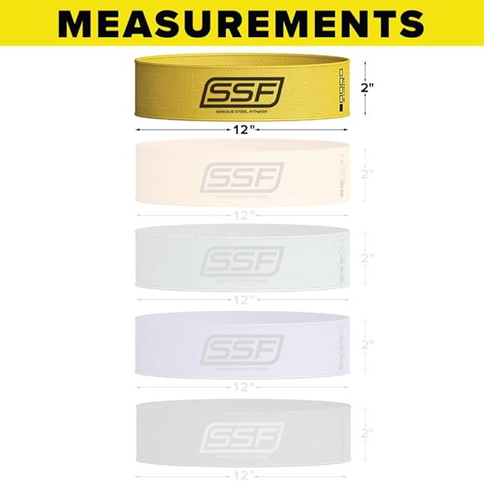 Serious Steel Fitness Fabric Mini Loop Non-Slip Resistance Band Set | Warm-Up, Physical Therapy