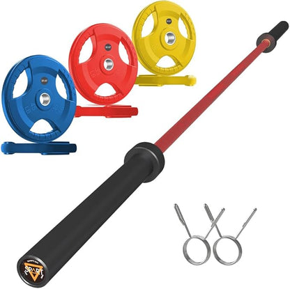 7FT Olympic Barbell Bar with Weight Plate Set Combo, Solid Olympic Bar with Bearings, 700Lbs