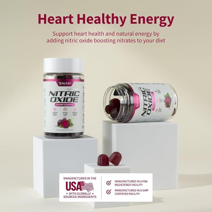Snap Supplements Beet Root Gummies, Nitric Oxide Supplement with Organic Beets, Vitamins