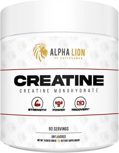 ALPHA LION Creatine Monohydrate Powder, 5000mg Per Serving (5g), Supports Muscle Strength, Power