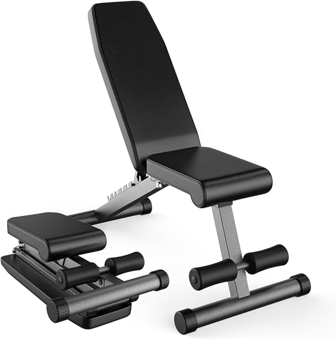 Finer Form 5-in-1 Weight Bench, Adjustable & Foldable for Bench Press, Strength Training and Full