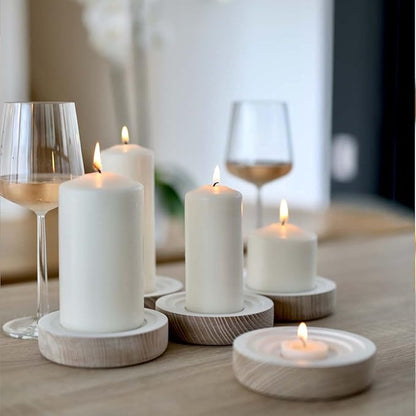 Set of 2 3x8 Inch White Pillar Candles, Dripless Unscented Solid Colored Large Cylinder Column Tall
