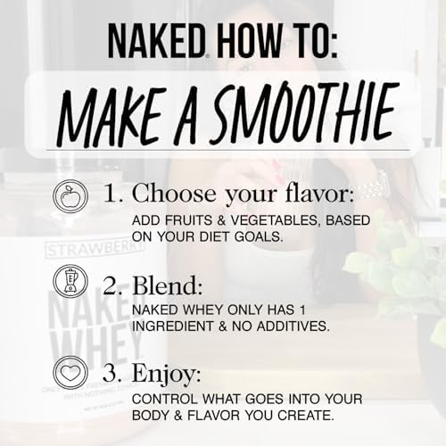 NAKED Vanilla Whey Protein Powder - All Natural Grass Fed Whey Protein Powder, Vanilla Flavor