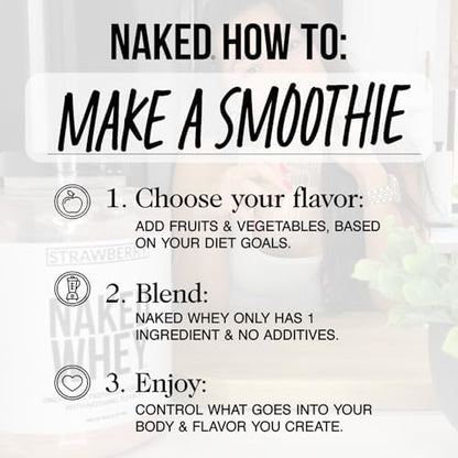 NAKED Vanilla Whey Protein Powder - All Natural Grass Fed Whey Protein Powder, Vanilla Flavor