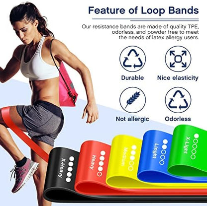 60 Pcs Workout Loop Resistance Bands Bulk, Gym Elastic Bands Set for Fitness Sport Class Students