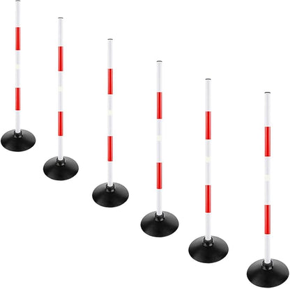 Red-White Soccer Agility Pole Set Rubber Base Dribbling Stick Traffic Warning Sign Pole