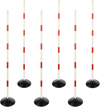 Red-White Soccer Agility Pole Set Rubber Base Dribbling Stick Traffic Warning Sign Pole