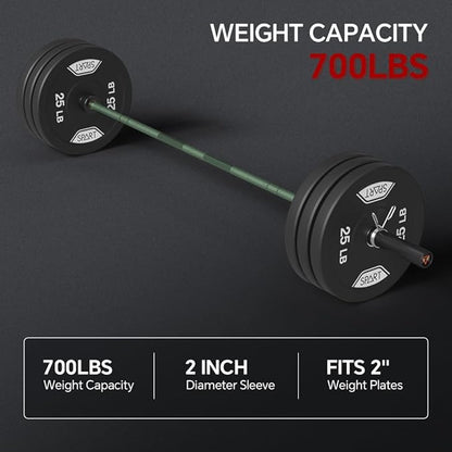 7FT Olympic Barbell Bar with Weight Plate Set Combo, Solid Olympic Bar with Bearings, 700Lbs