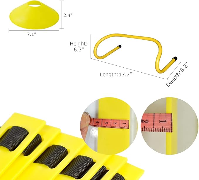 TNZMART Agility Ladder and Disc Cones Training Set Adjustable Rungs Training Ladder with 10 Plastic