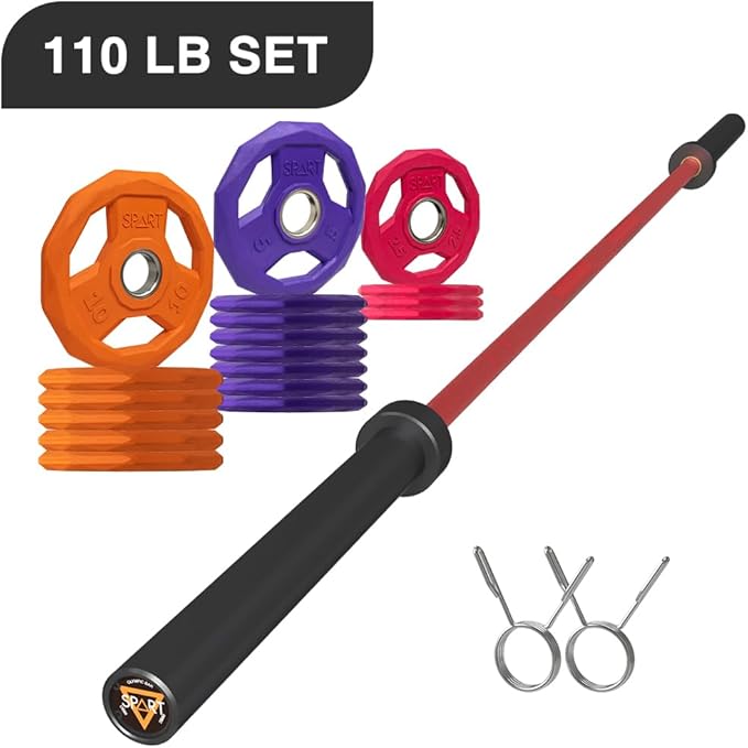 7FT Olympic Barbell Bar with Weight Plate Set Combo, Solid Olympic Bar with Bearings, 700Lbs