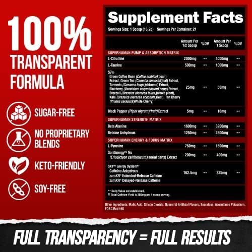 ALPHA LION Pre Workout Powder, Beta Alanine, L-Taurine & Tri-Source Caffeine for Sustained Energy &