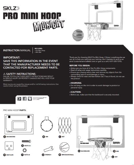 SKLZ Pro Mini Indoor Basketball Hoop - Over The Door ??Portable - Great For Home, Dorms, Offices