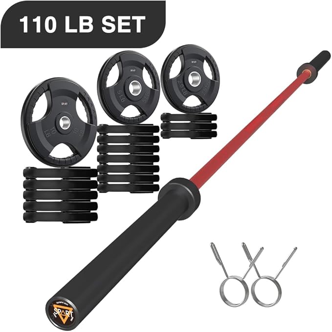7FT Olympic Barbell Bar with Weight Plate Set Combo, Solid Olympic Bar with Bearings, 700Lbs