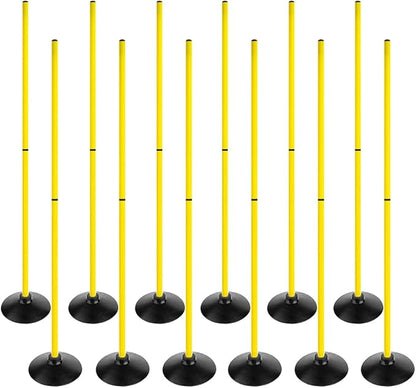 6FT Soccer Agility Poles with Rubber Base Detachable Speed Agility Stick Slalom Speed Training Pole