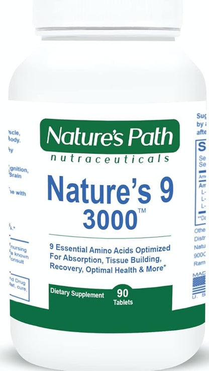 Nature's 9 3000 Essential Amino Acids Supplement, Best EAA Amino Acid Complex All 9 Essential Amino