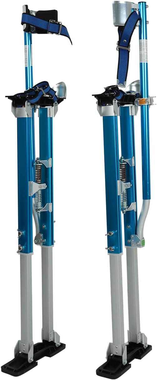 36"-50" Black Drywall Stilts Aluminum Tool Stilt with Protective Knee Pads Portabl Adjustable For