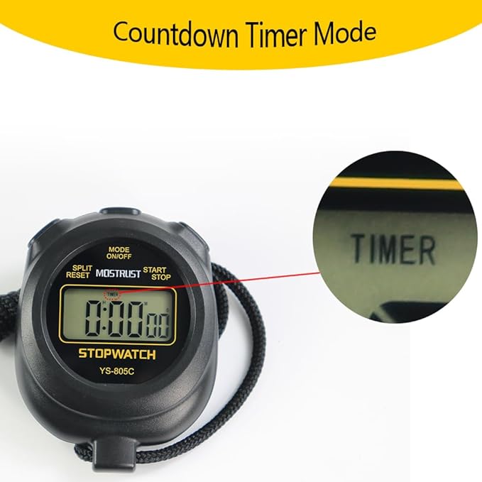 Digital Simple Stopwatch Timer, Single Lap Stopwatch Countdown Timer with On/Off, AAA