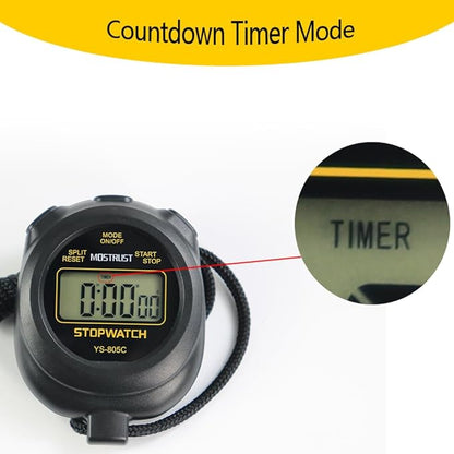 Digital Simple Stopwatch Timer, Single Lap Stopwatch Countdown Timer with On/Off, AAA