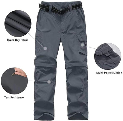 Boy’s Convertible Hiking Pants Lightweight Quick Dry Zip Off Pants for Kids Youth Outdoor UPF 50+