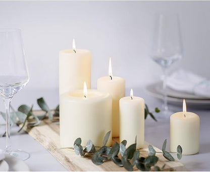 BOLSIUS 6 Ivory Pillar Candles Bulk - 3x3 Inches Candle Set - 25+ Hours Clean Burning - No Palm Oil