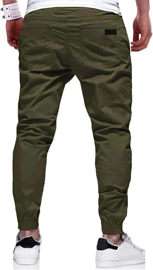 Men Joggers Chino Cargo Pants Hiking Outdoor Recreation Pants Twill Fitness Track Jogging Pants