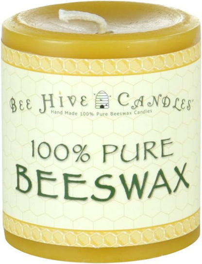 100% Pure Beeswax Pillar Candle (3" x 3") | Natural Beeswax Candles | Soy, Paraffin & Fragrance