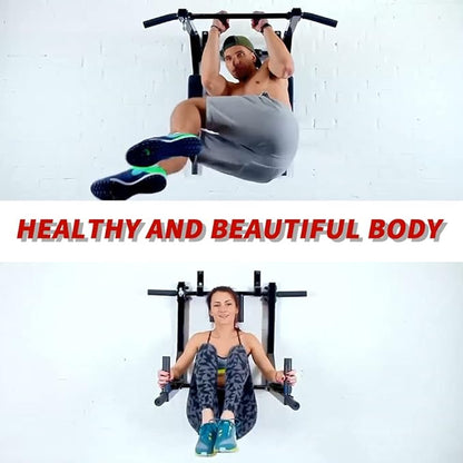 ptlsy Wall Mounted Pull Up Bar Multifunctional with Multi-grip Chin Up Bar Heavy Duty Dip Station
