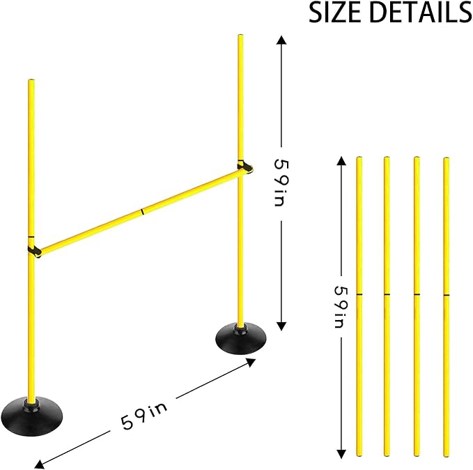 Adjustable Height Agility Hurdle Set Multi-Function Soccer Trainning Pole Set Coaching Sticks with