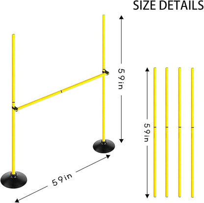Adjustable Height Agility Hurdle Set Multi-Function Soccer Trainning Pole Set Coaching Sticks with