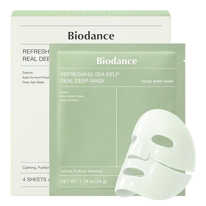 BIODANCE Refreshing Sea kelp Real Deep Mask, Overnight Hydrogel Mask, Calming, Oil & Sebum Control