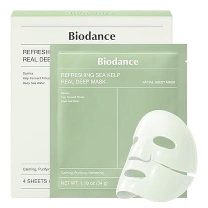 BIODANCE Refreshing Sea kelp Real Deep Mask, Overnight Hydrogel Mask, Calming, Oil & Sebum Control