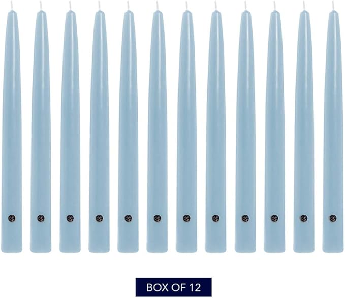 Colonial Candle Unscented Taper Candle, Handipt Collection, Coastal Blue, 12 in, Pack of 12 - Up to