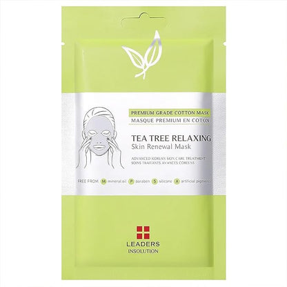 Leaders Insolution Tea Tree Relaxing Skin Renewal Mask | Soothing Facial Sheet for Acne, Oil