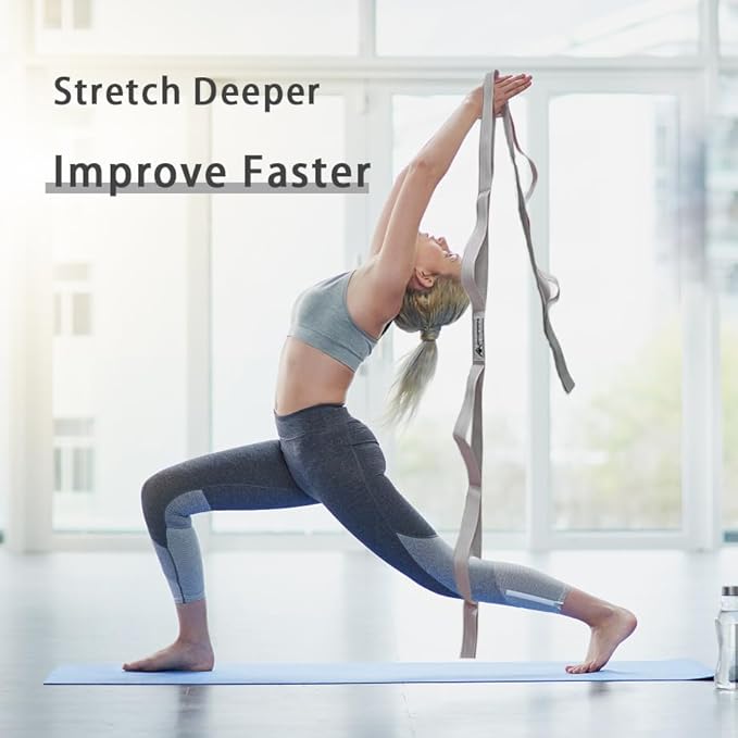 Stretching Strap Yoga Strap with Loops, Stretch Straps for Physical Therapy, Non-Elastic Exercise