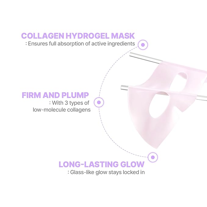 Cell Fusion C Glass Skin Collagen Mask, 1.23 oz. x 5 Sheets, Overnight Hydrogel Mask with Triple
