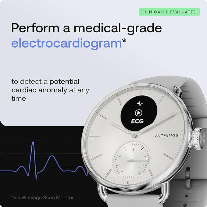 Withings ScanWatch 2 - Hybrid Smart Watch, Heart Rate Monitoring, Fitness Tracker, Cycle Tracker