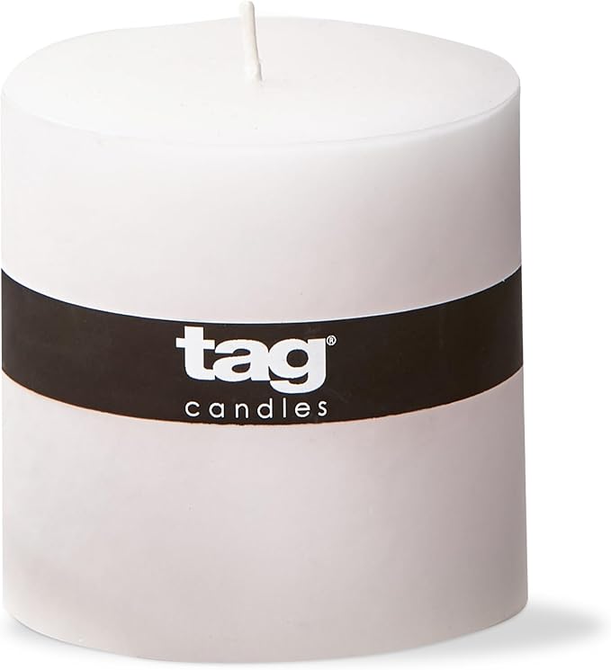 tag Chapel 4X4 White Pillar Paraffin Wax Candle Unscented Drip-Free Long Burning 75 Hours For Home