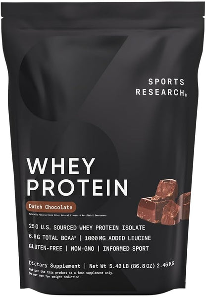 Sports Research Whey Protein - Sports Nutrition Whey Isolate Protein Powder for Lean Muscle
