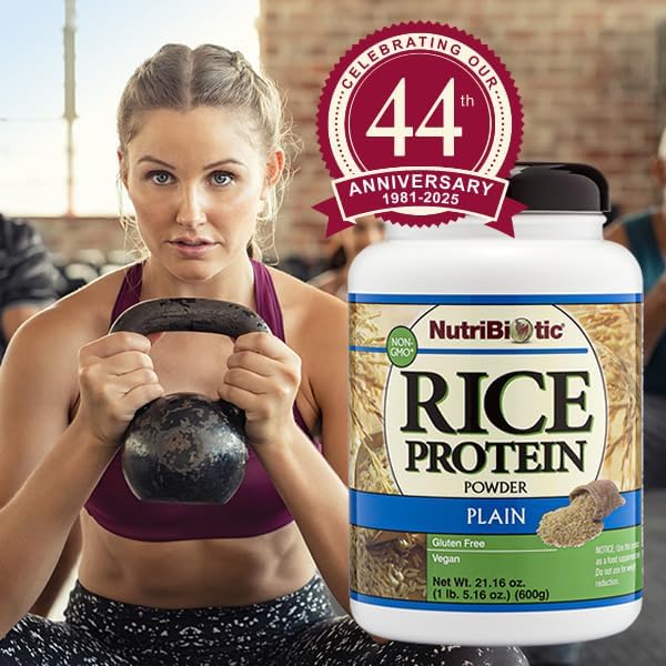 NutriBiotic ??Plain Rice Protein, 1 Lb 5 oz (600g) - Low Carb, Keto-Friendly, Vegan, Raw Protein