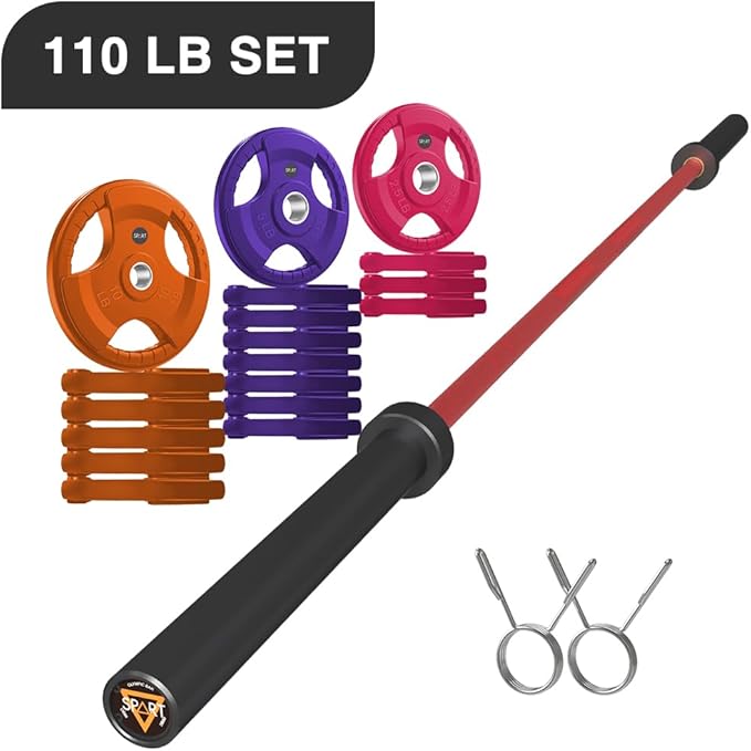 7FT Olympic Barbell Bar with Weight Plate Set Combo, Solid Olympic Bar with Bearings, 700Lbs