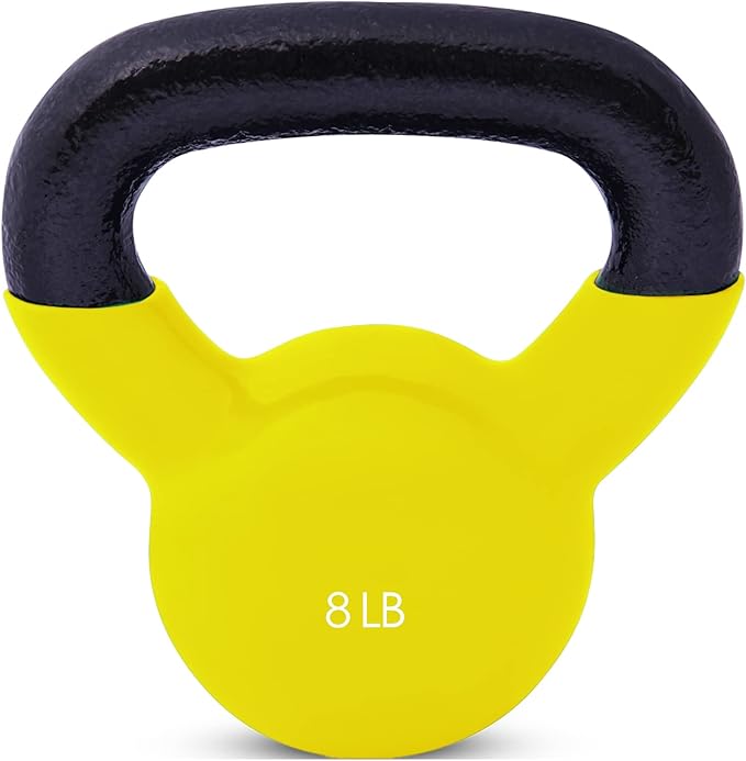 JFIT Kettlebell Weights Vinyl Coated Iron - 12 Size Options, 5lbs-50lbs - Coated for Floor and