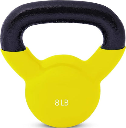 JFIT Kettlebell Weights Vinyl Coated Iron - 12 Size Options, 5lbs-50lbs - Coated for Floor and