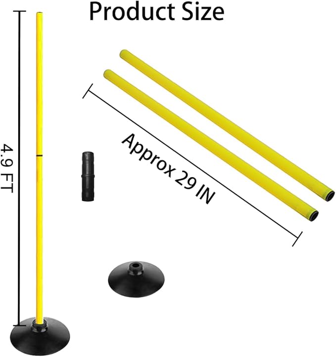 TNZMART 4.9FT Training Agility Poles Set Detachable Soccer Training Sticks Slalom Poles with 10