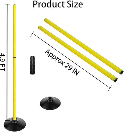 TNZMART 4.9FT Training Agility Poles Set Detachable Soccer Training Sticks Slalom Poles with 10